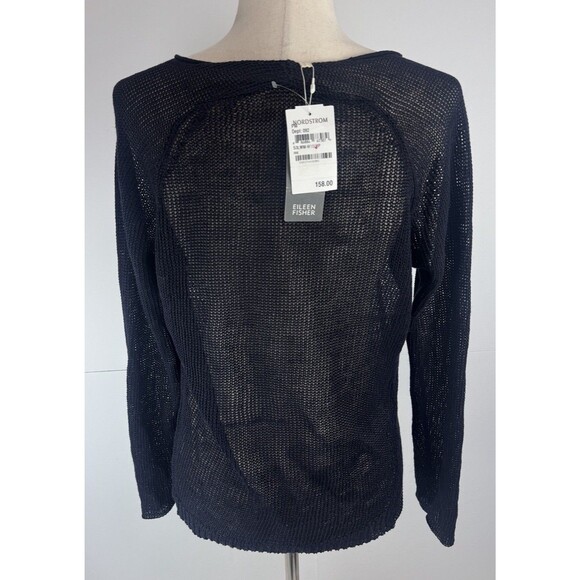 Eileen Fisher Fine Gauge Linen Mesh Scoop Neck Raglan Sleeve Top Size: PM - Picture 5 of 10